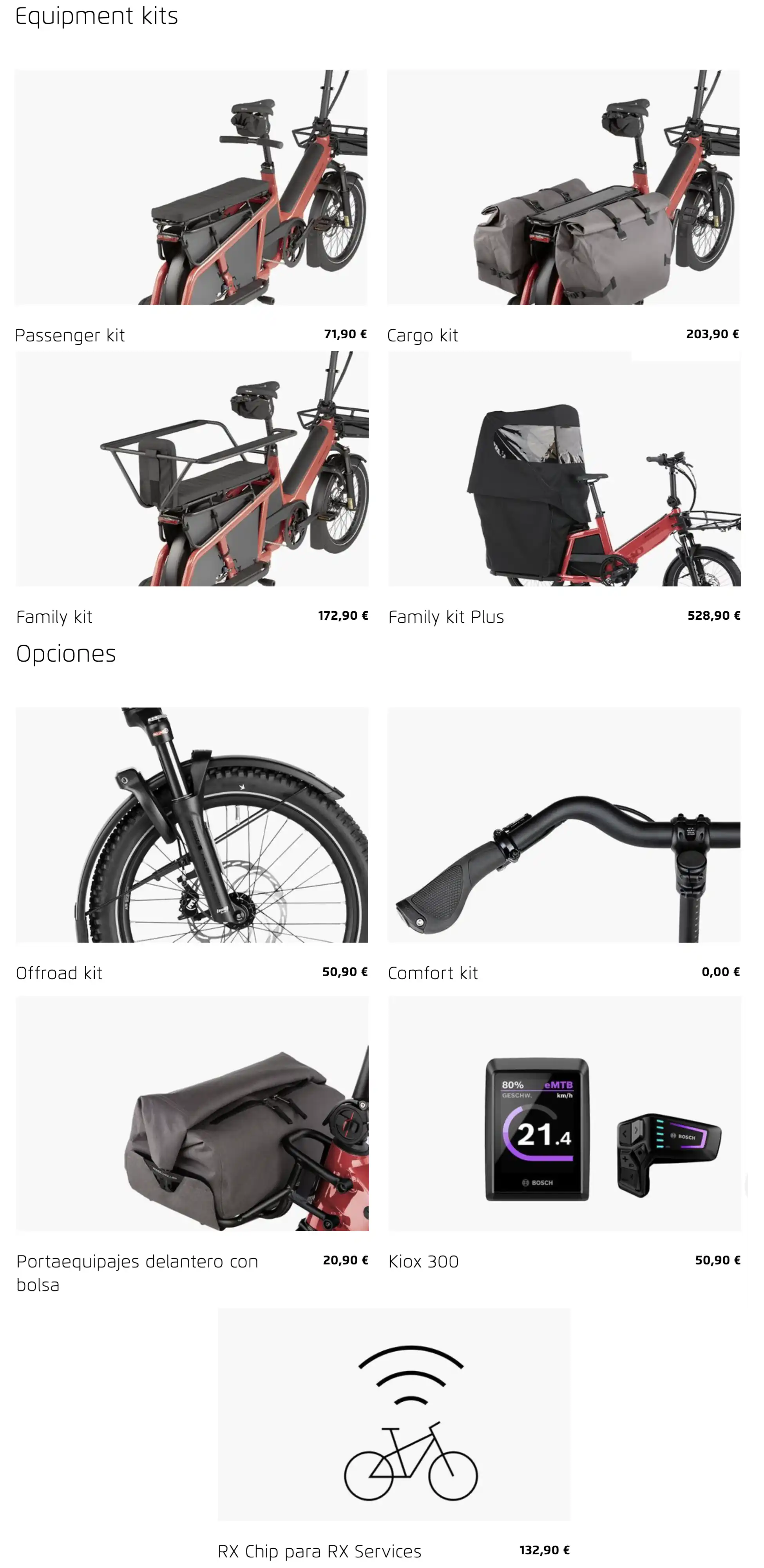Equipamiento y opciones multitinker